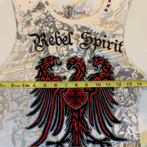 Rebel Spirit White and Red Short Sleeve Women's Top Size Med - Picture 4 of 7